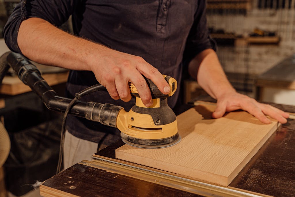 Close-up of Sanding Wood